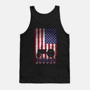 Farmer US Flag Tractor Proud Farming Gift Day Tank Top